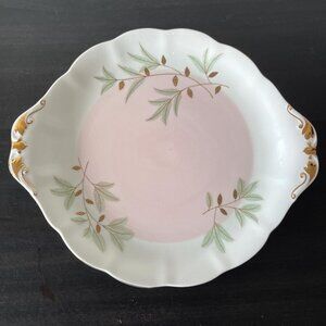 Royal Albert Braemar Cake Plate with Handles // Pink Interior Gold Trim